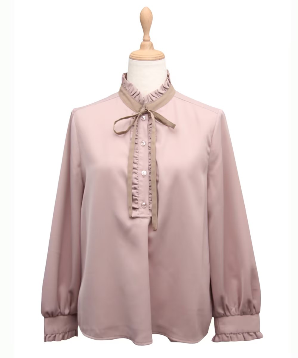 配色ナロータイが映える✨上品フェミニンブラウス