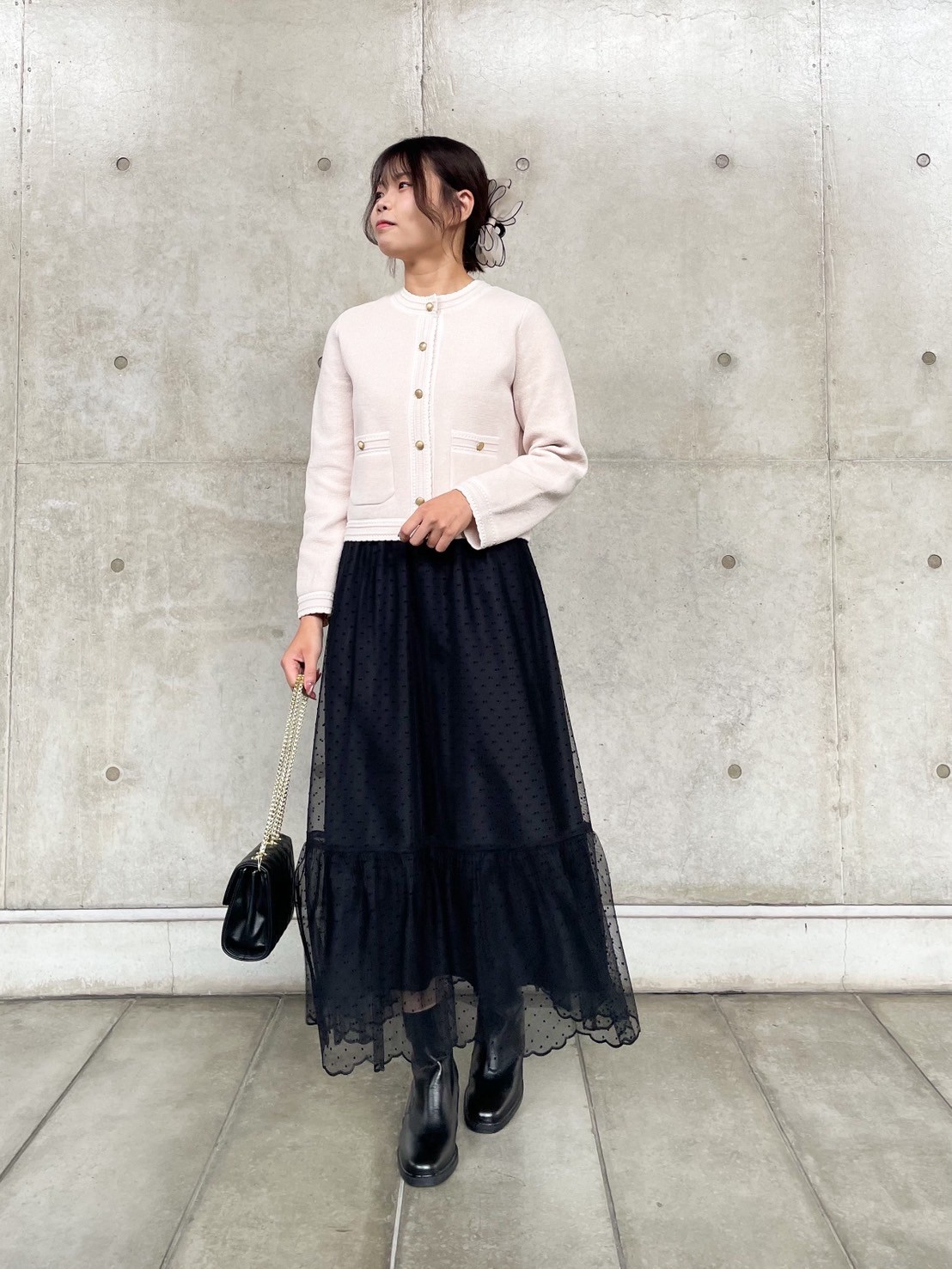 大人可愛いチュールドットスカート
