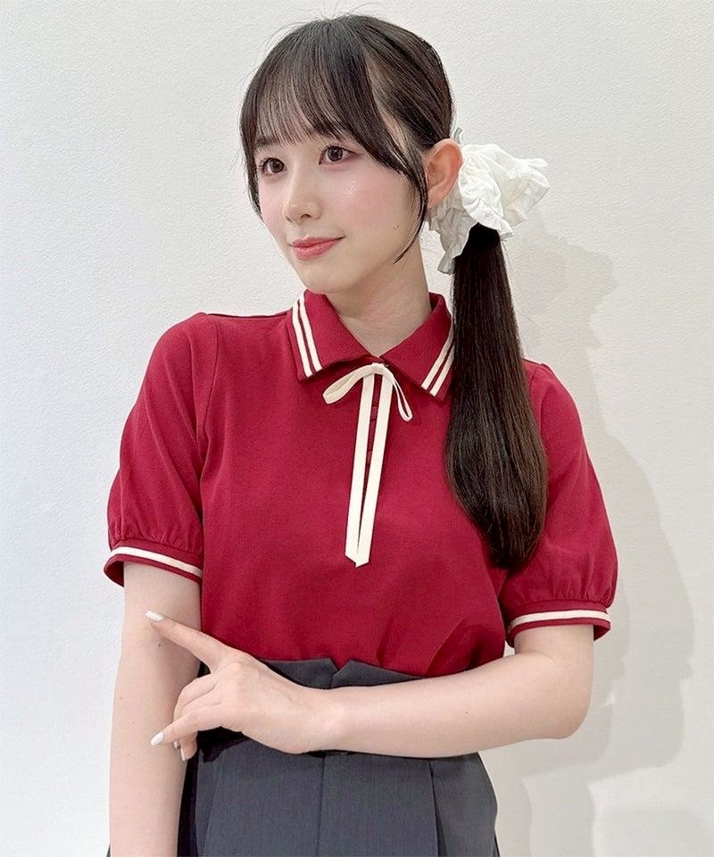 リボンラインがレトロスポーティーなポロシャツ🌼