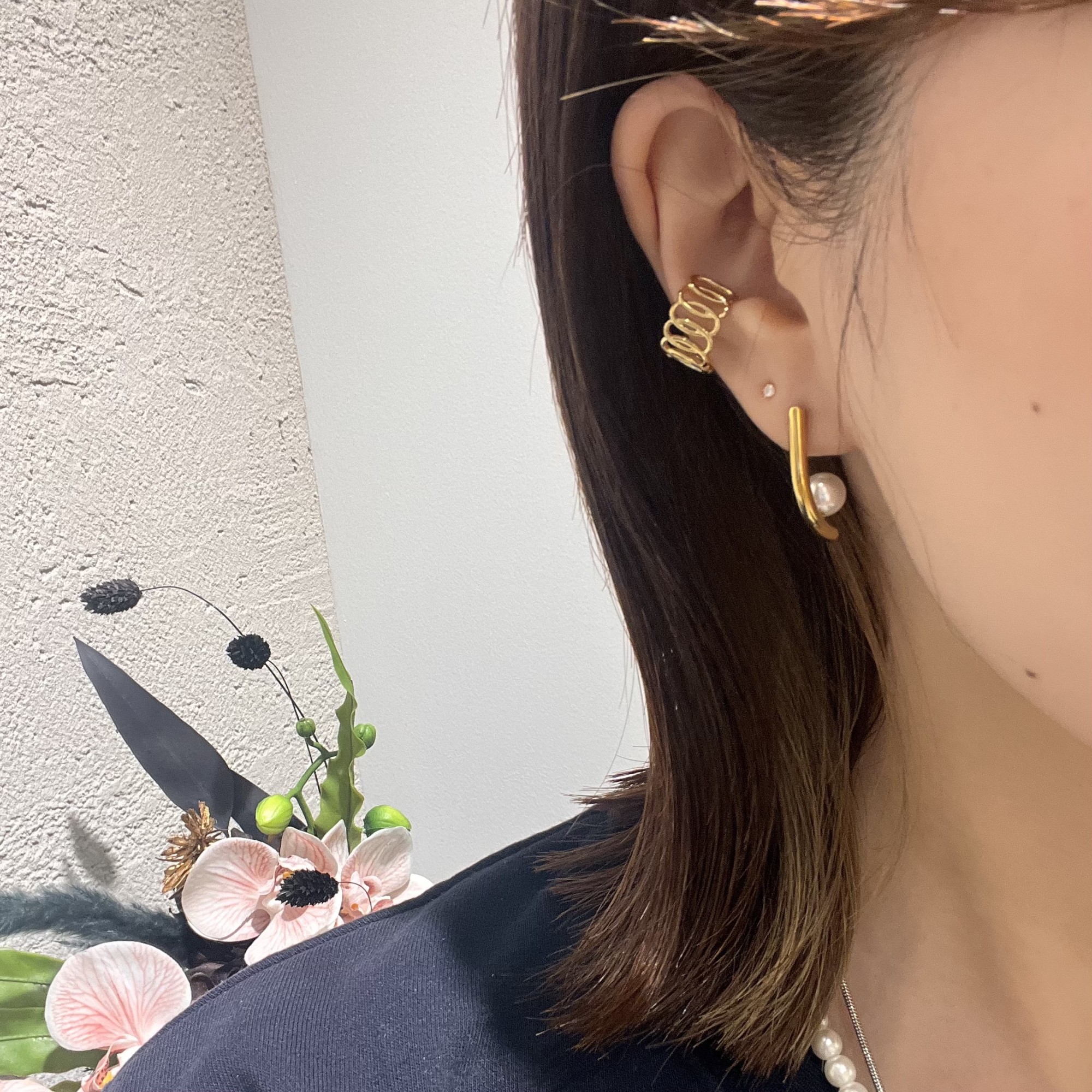 【🍁冬におすすめのパールピアス🧶】