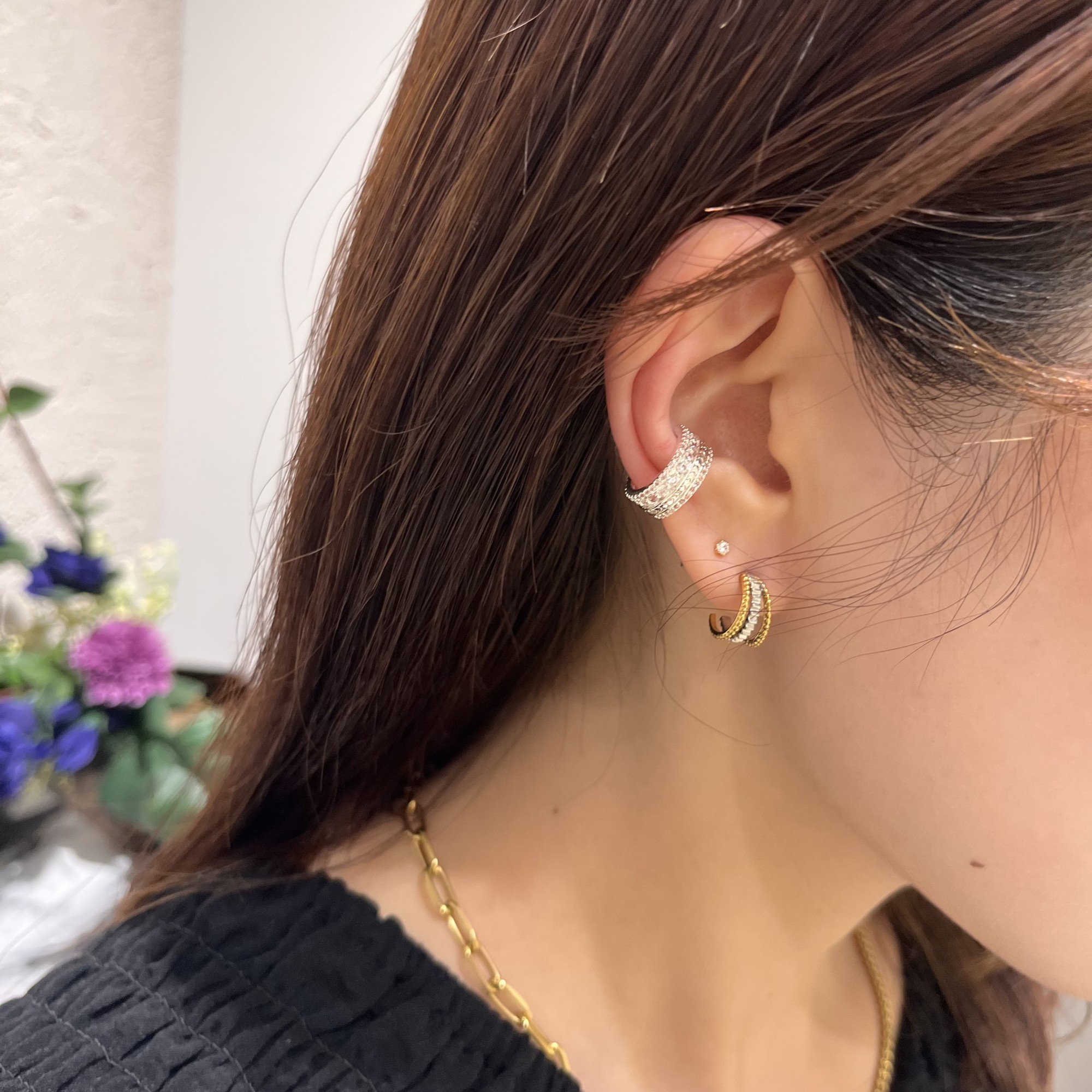 【👂🏻✨人気のミックスカラーフープピアス🤍】