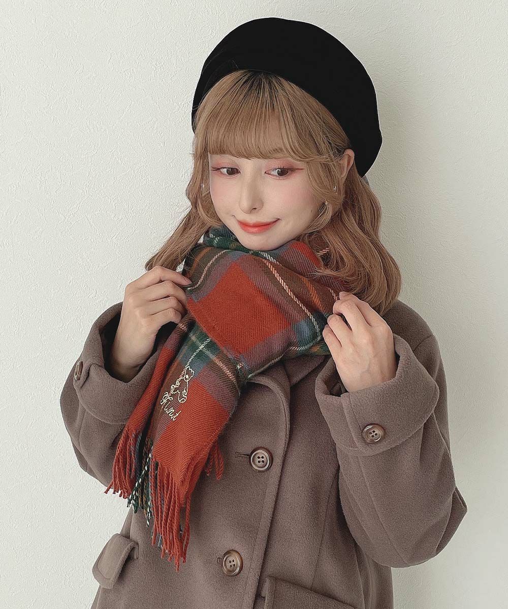 テディベアのラメ刺繍がとびきりキュートなストール♡