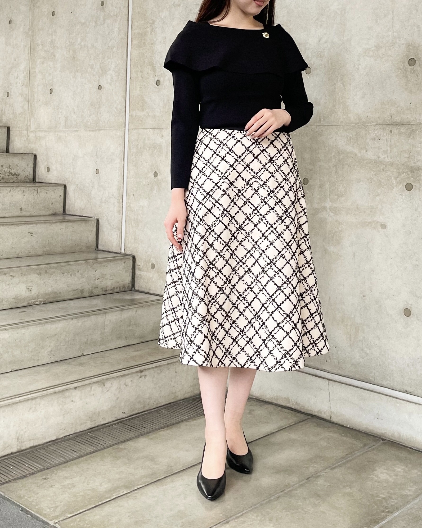 リボンヤーン刺繍フレアスカート