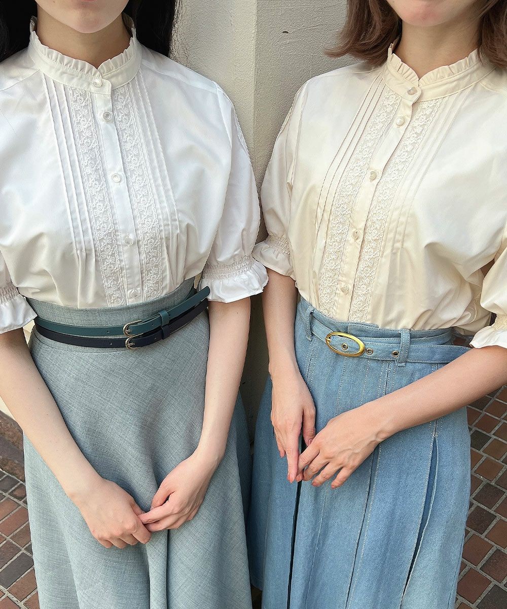 レトロな雰囲気漂うレースとピンタック使いが効いたブラウス🎀