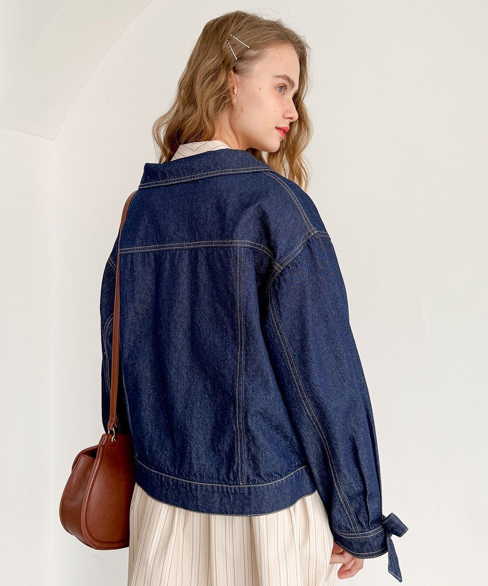 袖口リボンがとびきりキュートなデニムジャケット♡