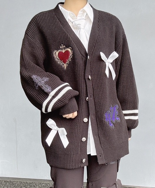 個性派ニットカーディガン