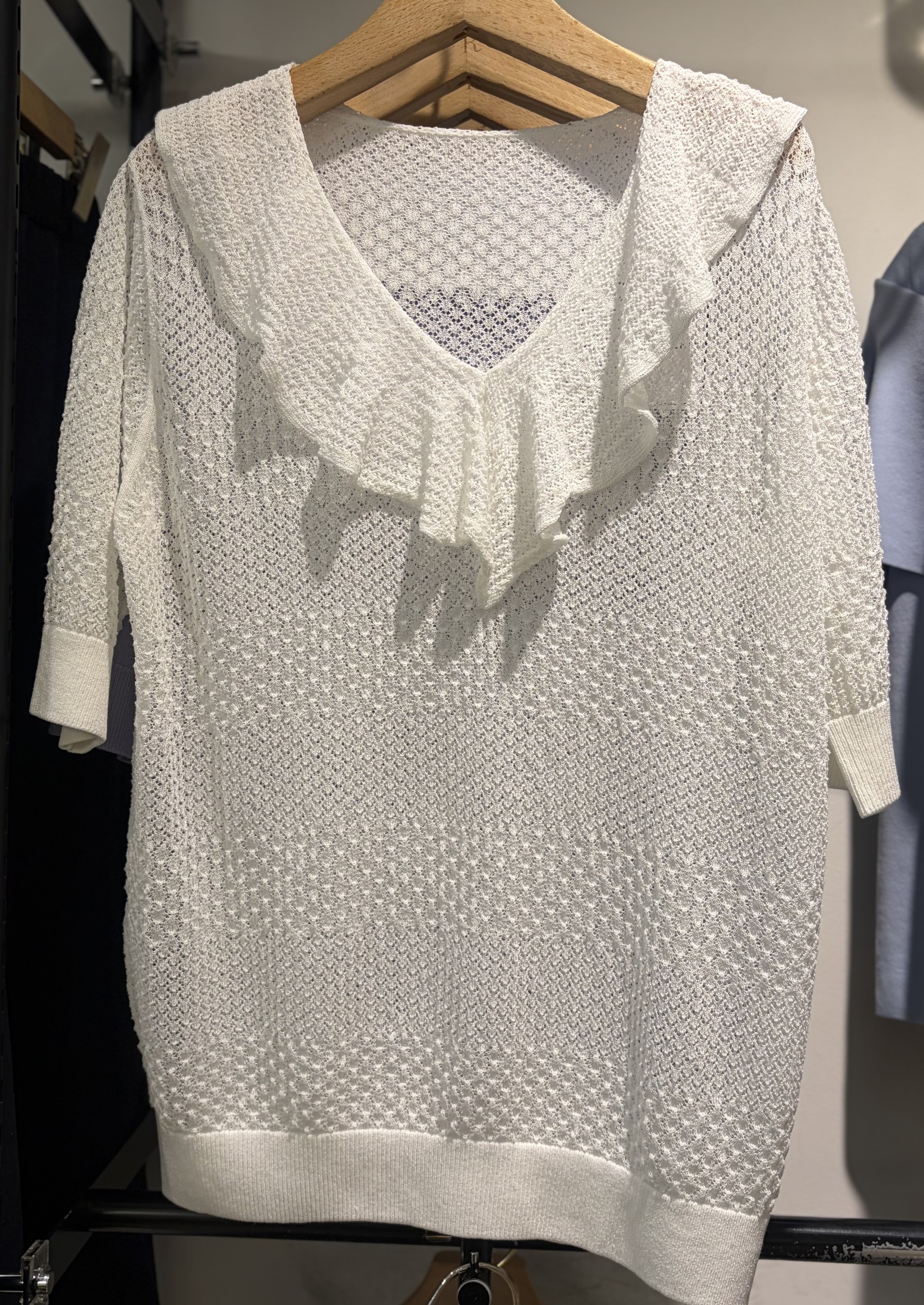 【繊細な透け感が映える】フリルデザイントップス