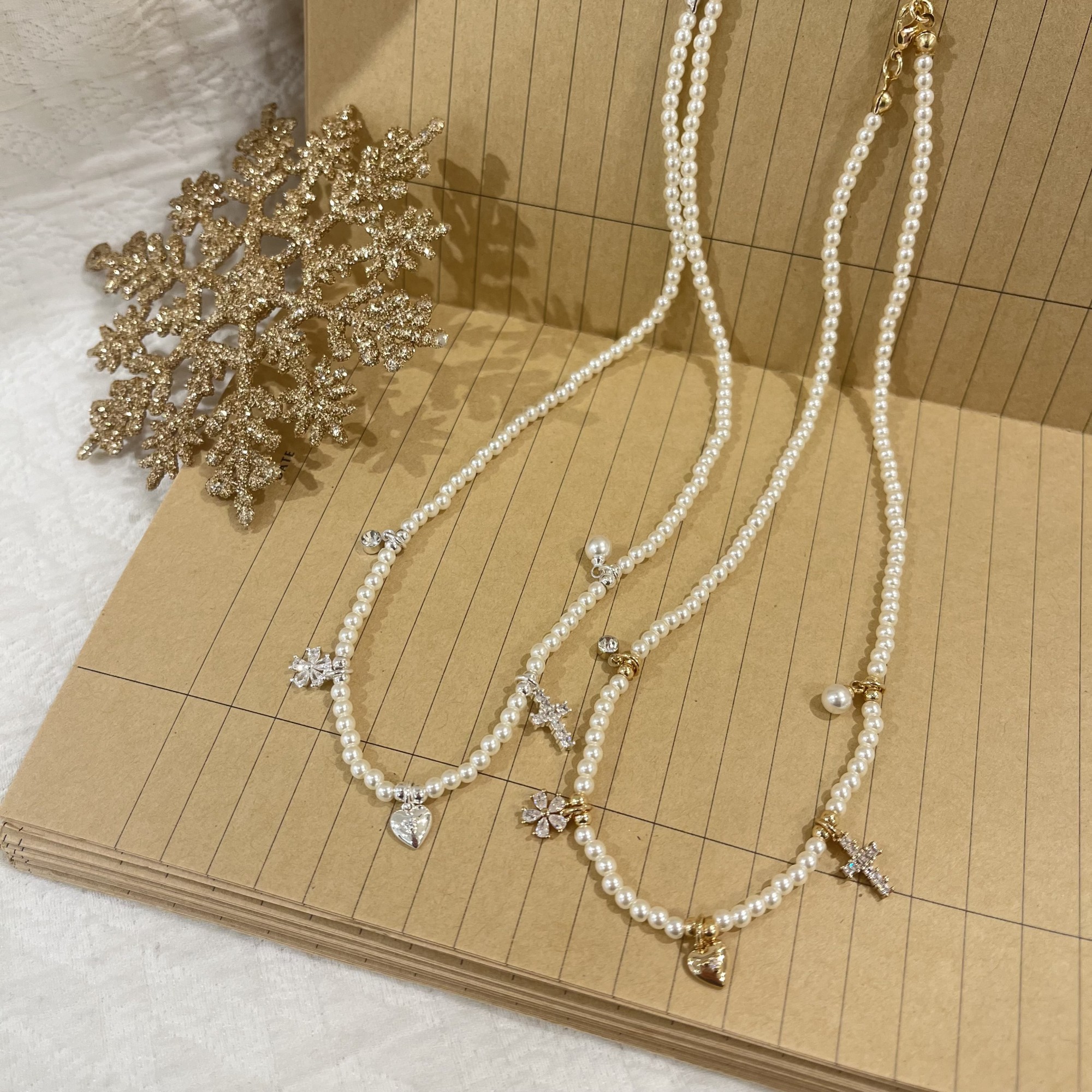 【recommend】Pearl necklace with charms .☘︎ ݁˖