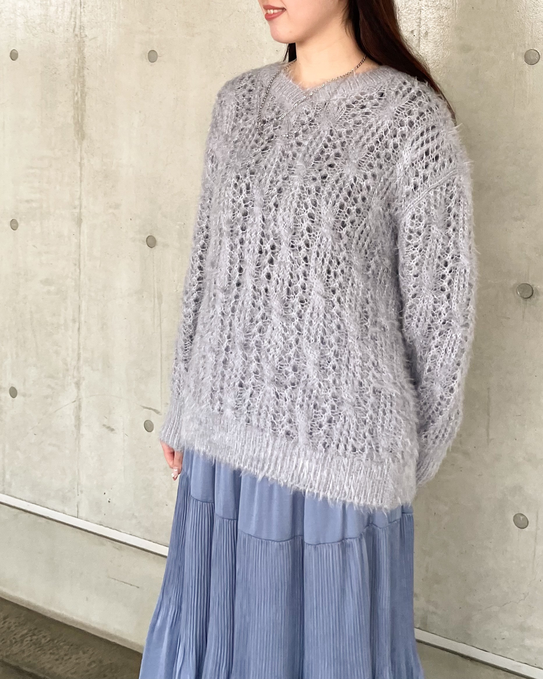 レース編みシャギーニット