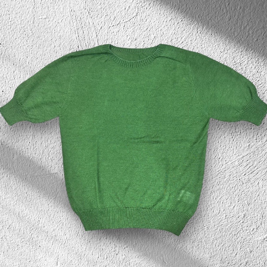 ラミー半袖クルーネックニットプルオーバー