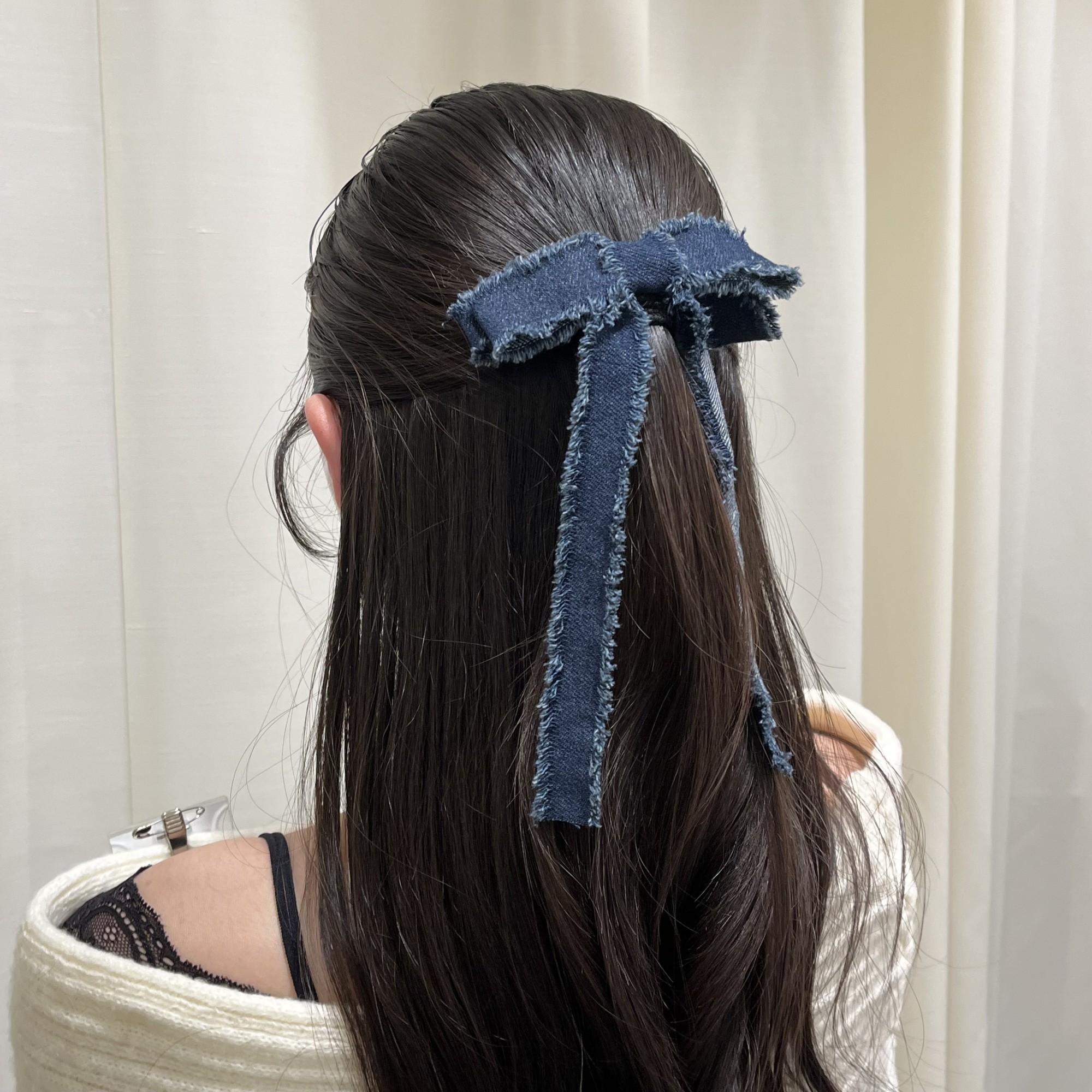 【recommend】denim ribbon フックポニー🩵