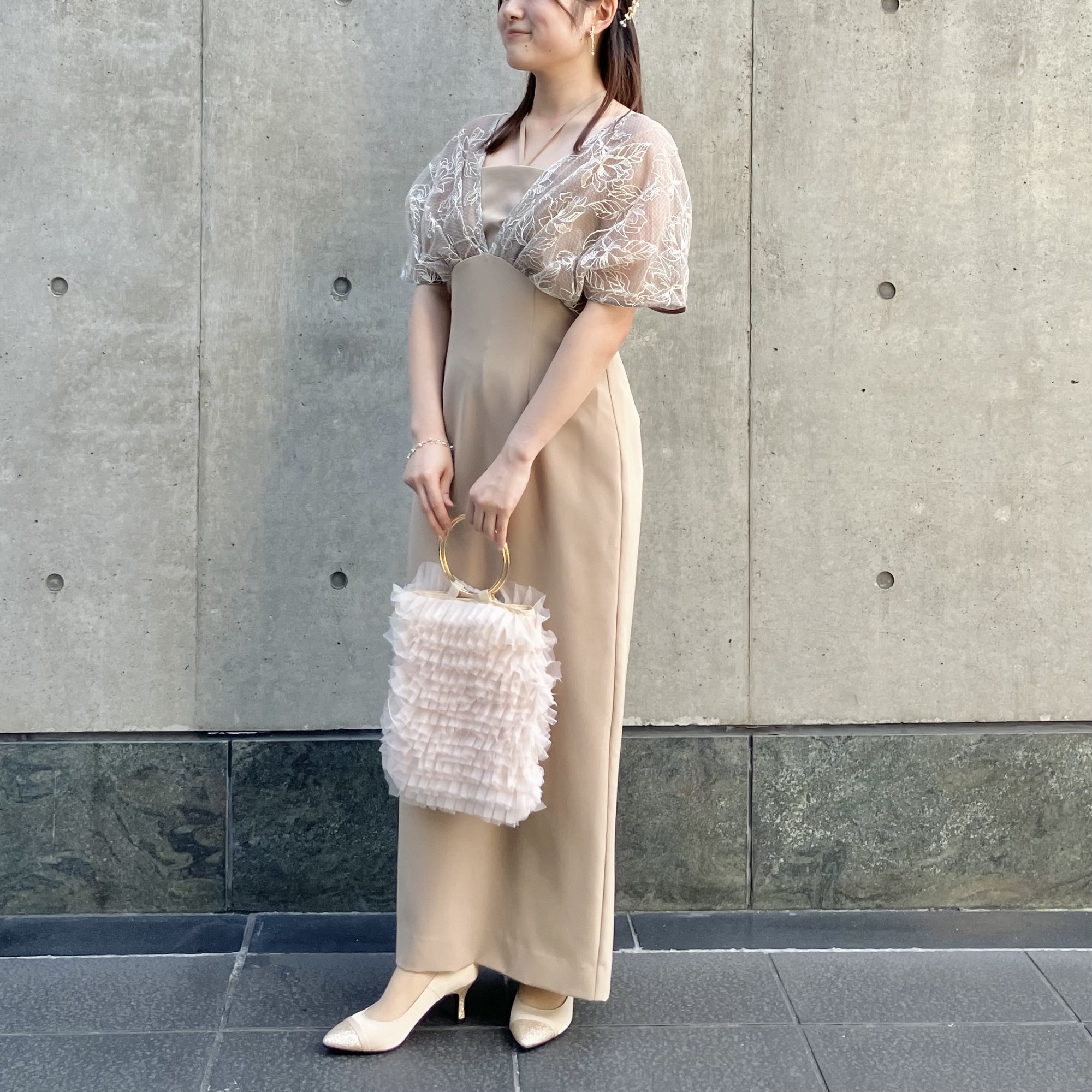 新作ドレス♡フラワー刺繍レイヤードハイウエストドレス