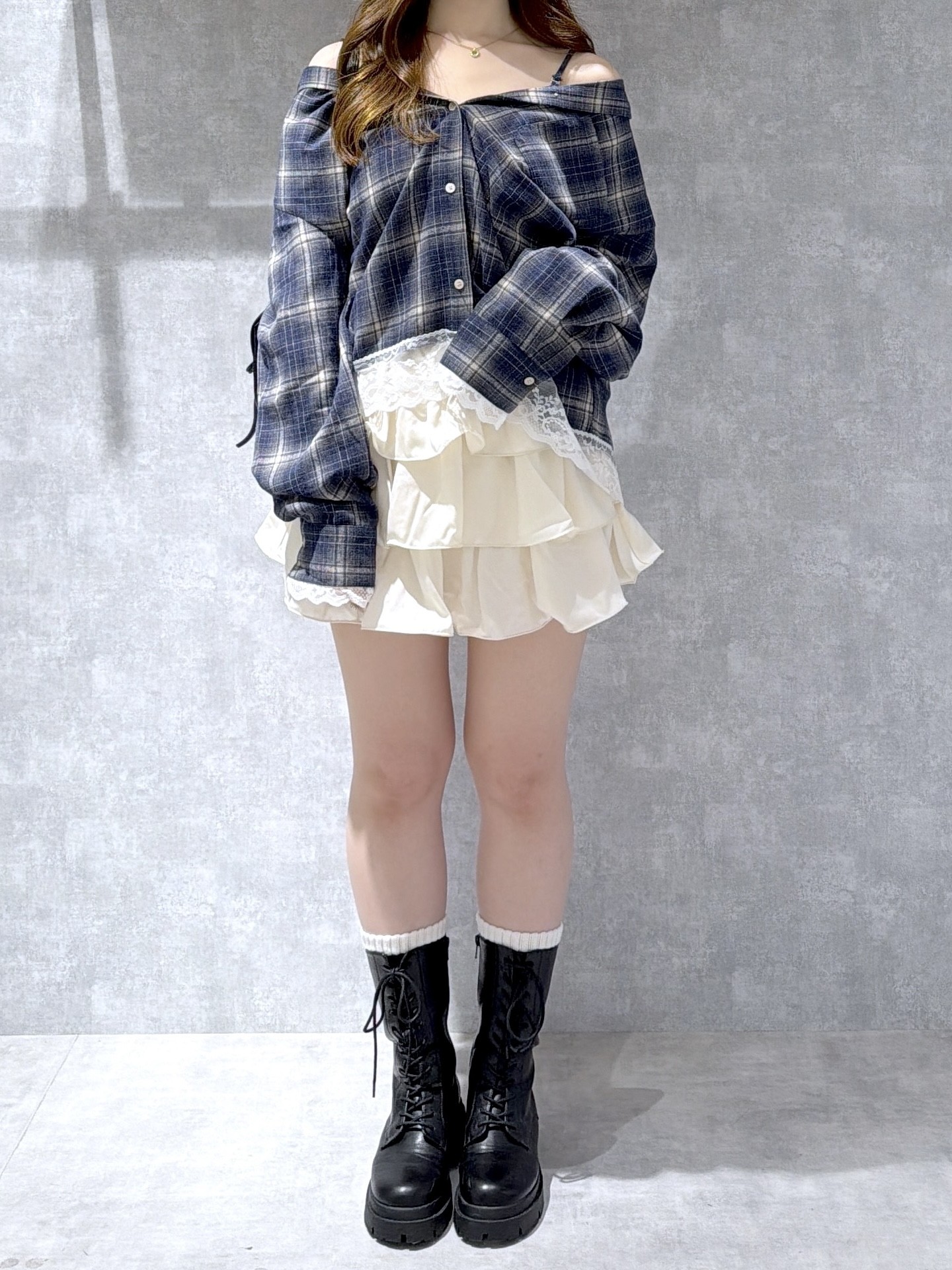 【ゆったりシルエット👚】2WAYレーストリムBIGシャツ