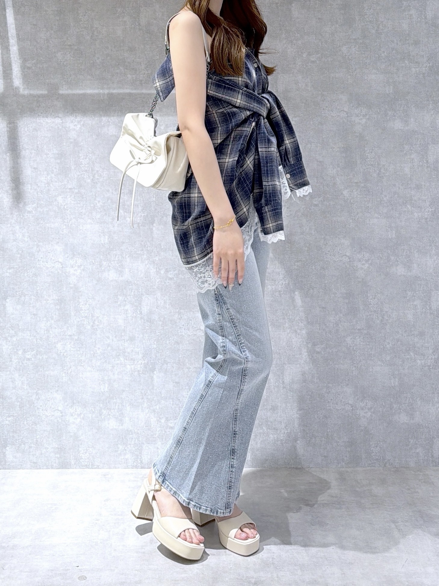 【ゆったりシルエット👚】2WAYレーストリムBIGシャツ