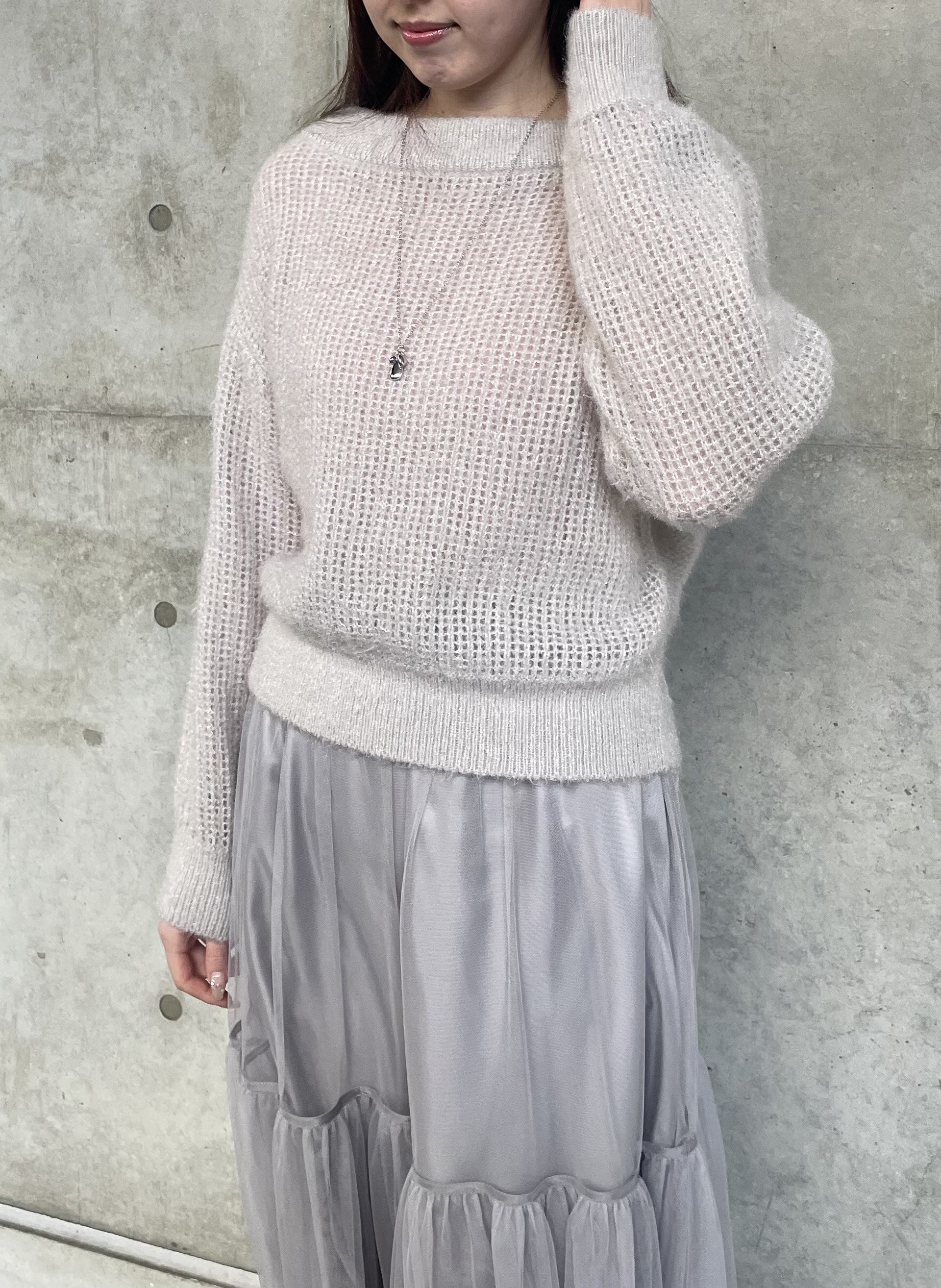 シャギーニットコーデ