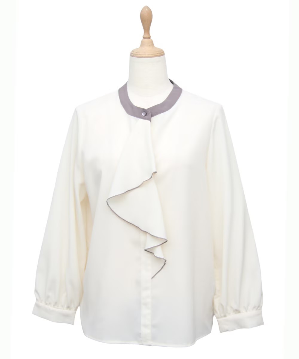 手間いらずでスタイリッシュ✨配色フリルブラウス