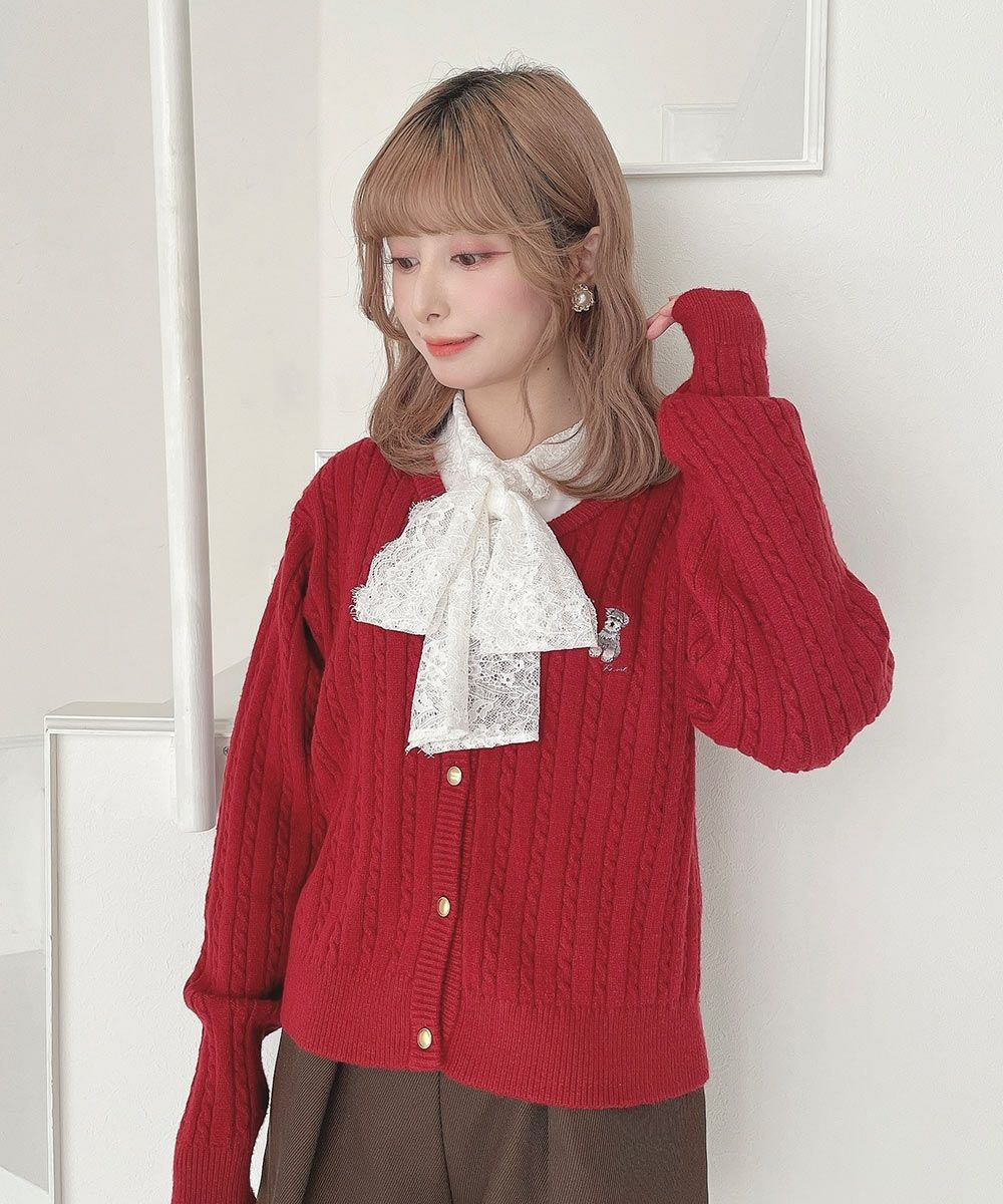 愛らしいシュナウザーの刺繍をあしらったニットカーディガン♡