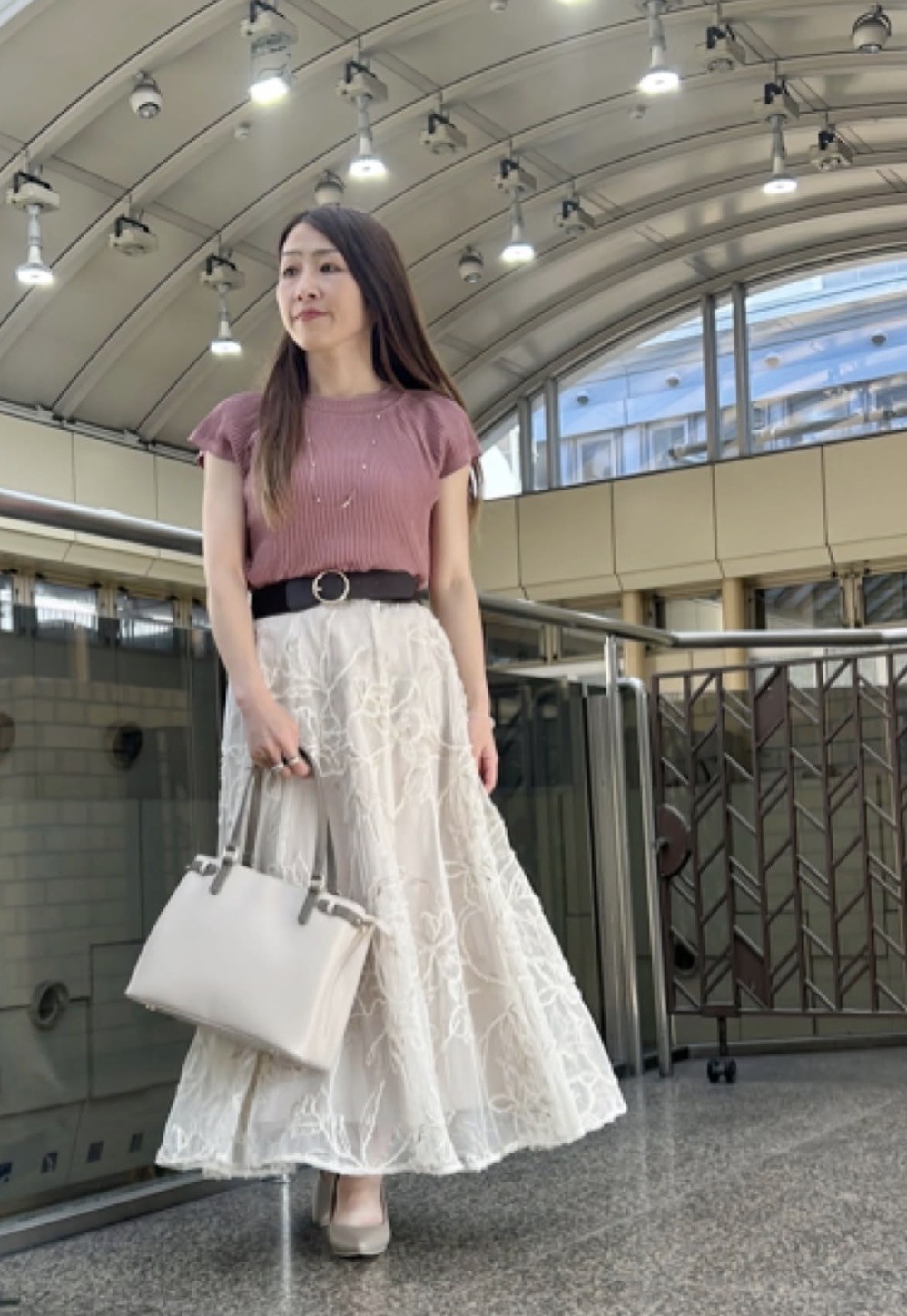 ラメ刺繍が華やぐ💐花柄チュールフレアスカート