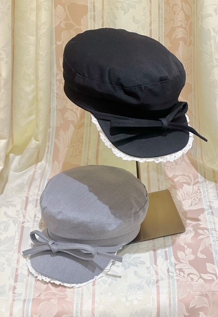 プレッピーなバイカラーレースキャスケット