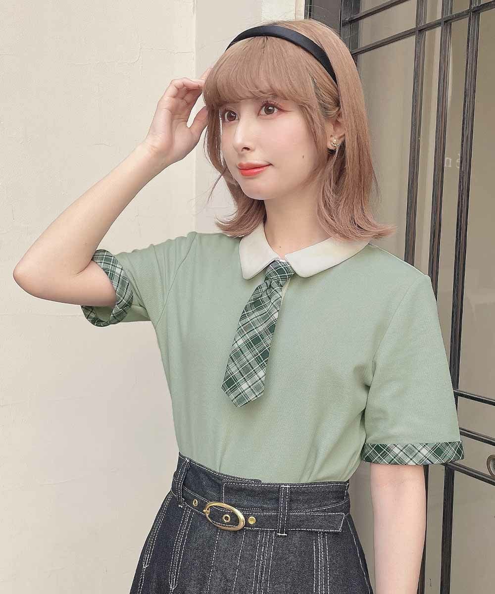とびきりキャッチーなチェックネクタイ付きのポロシャツ👔
