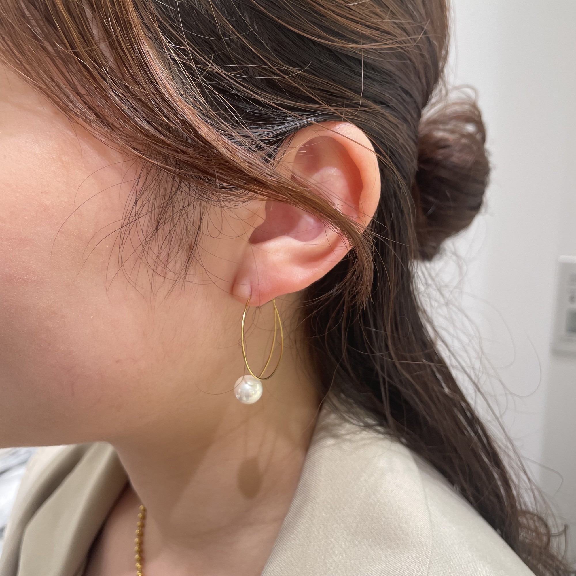 【パールデザインのフープピアス🐚】
