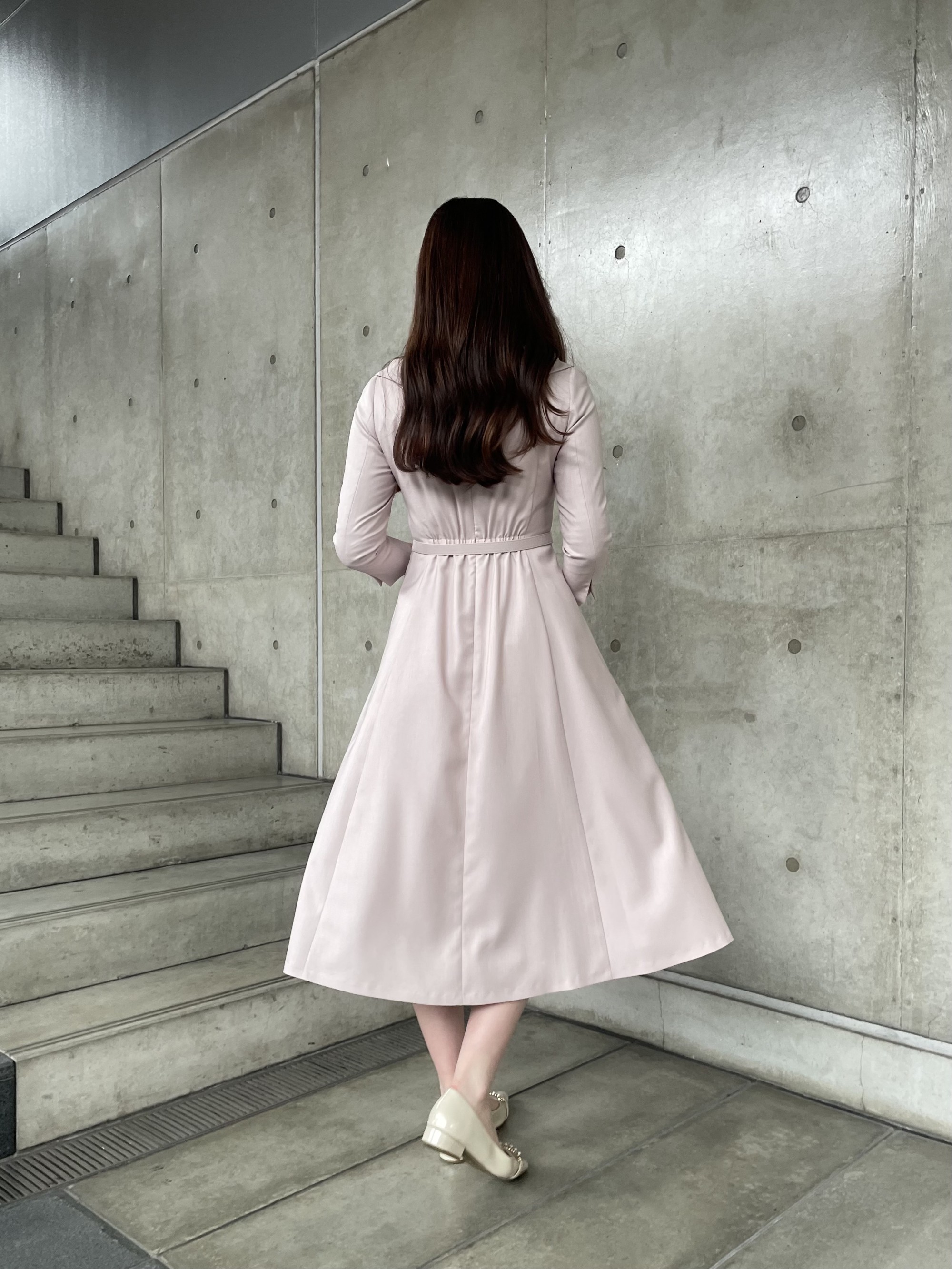 衿つきフィット&フレアーワンピース