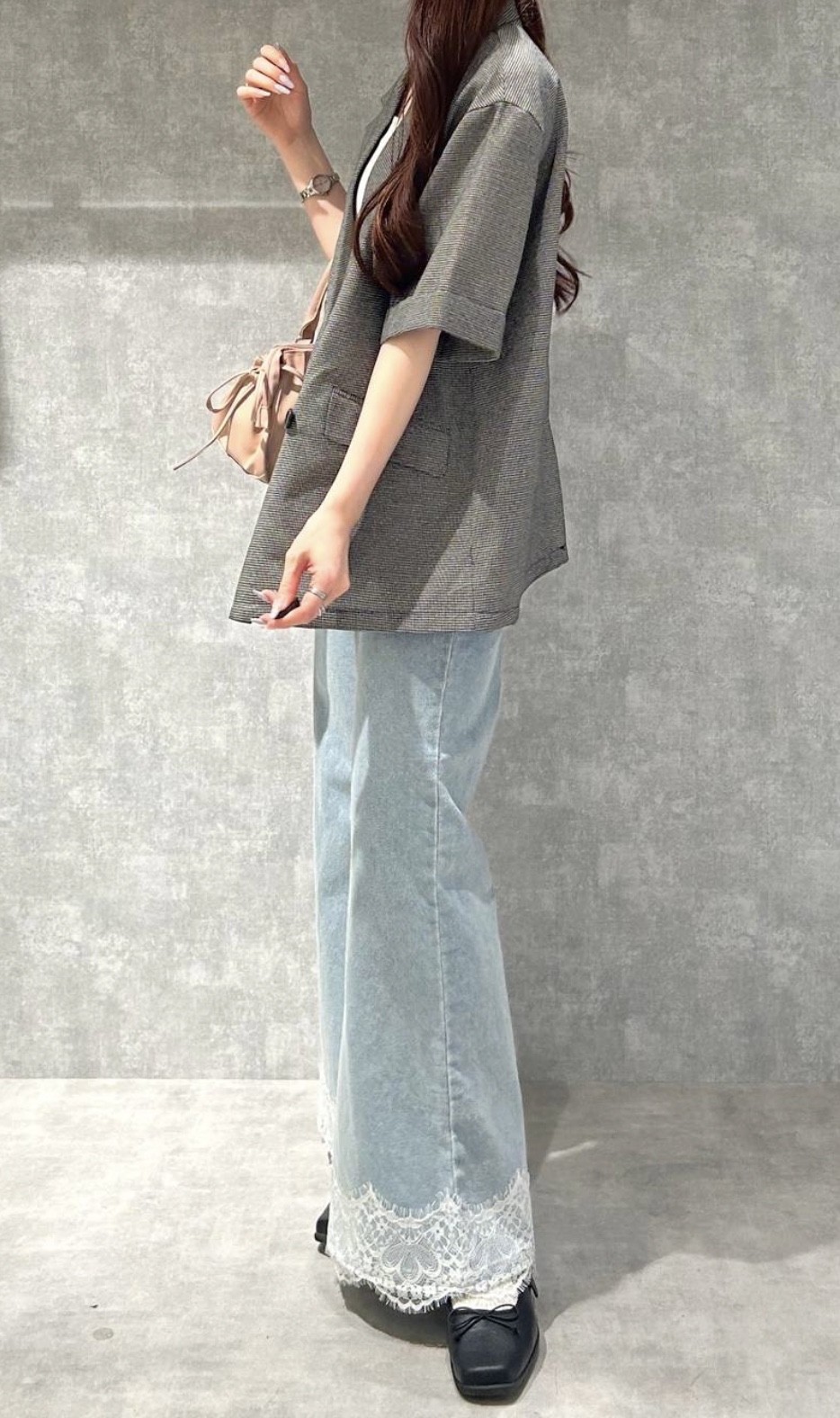 【🉐期間限定価格🛍】レースフレアデニムパンツ