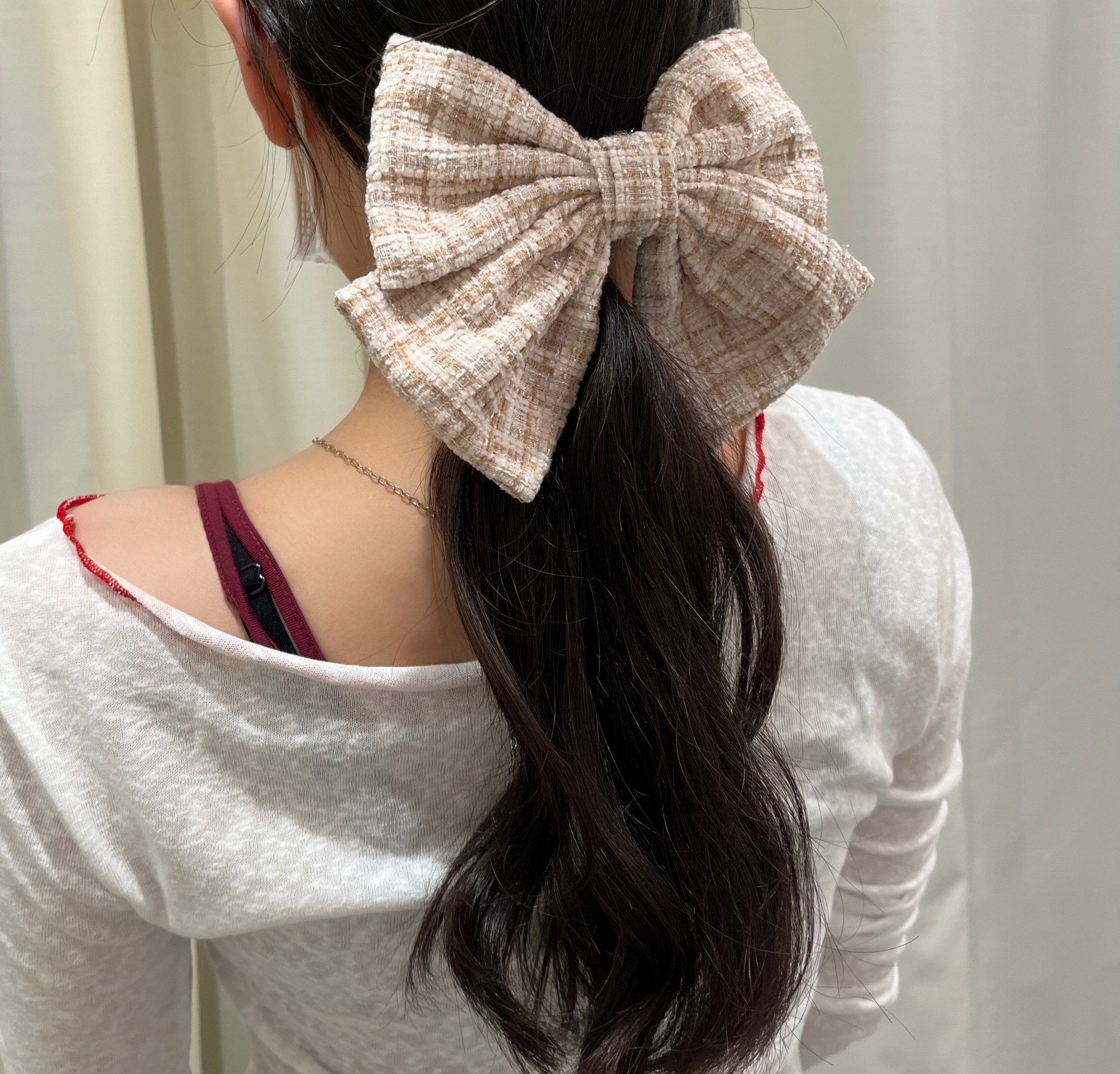 【𝕣𝕖 𝕤𝕥𝕠𝕔𝕜】ツイードリボンバレッタ🐩˚˖𓍢