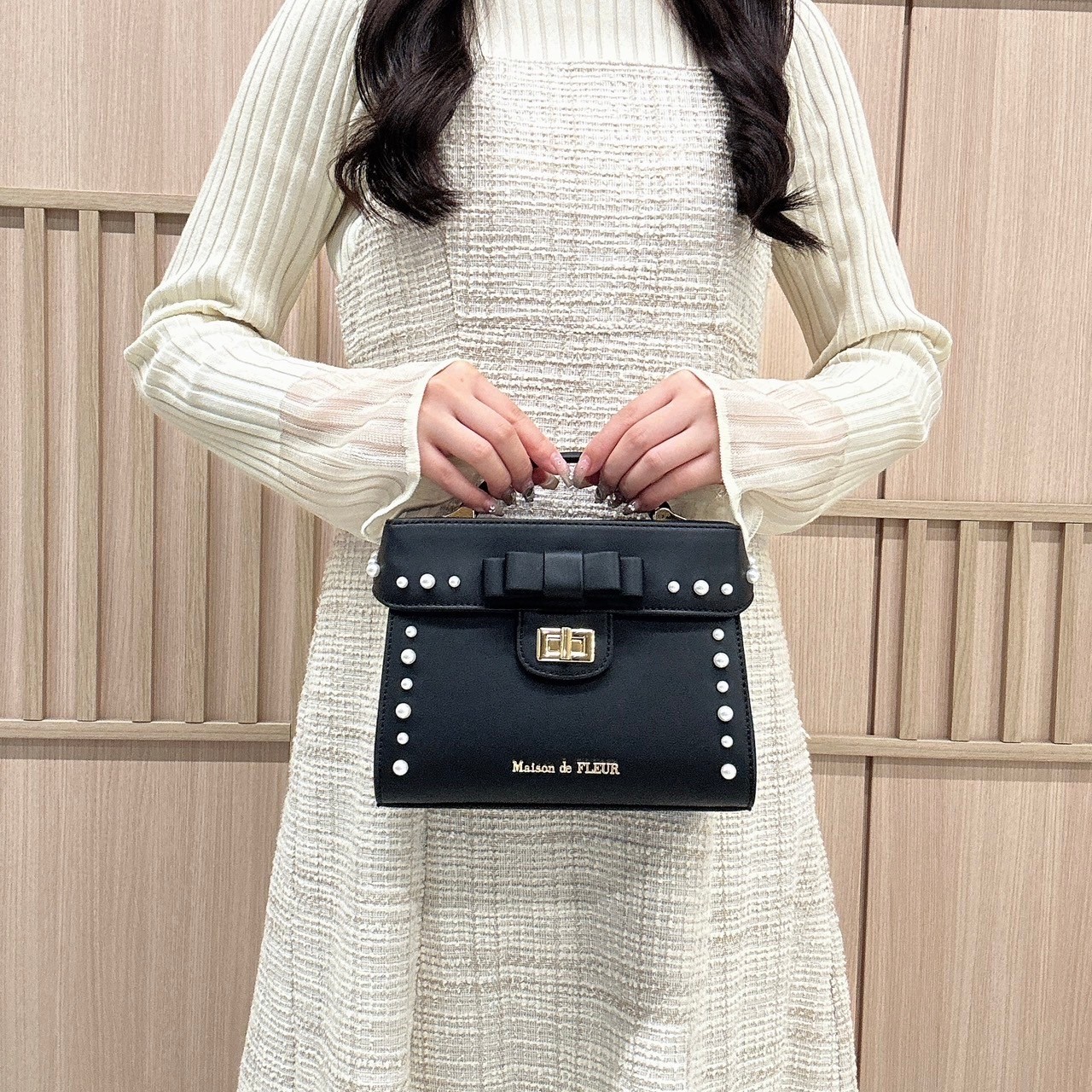 \残りわずか！/フロントリボントップハンドルバッグ🪞