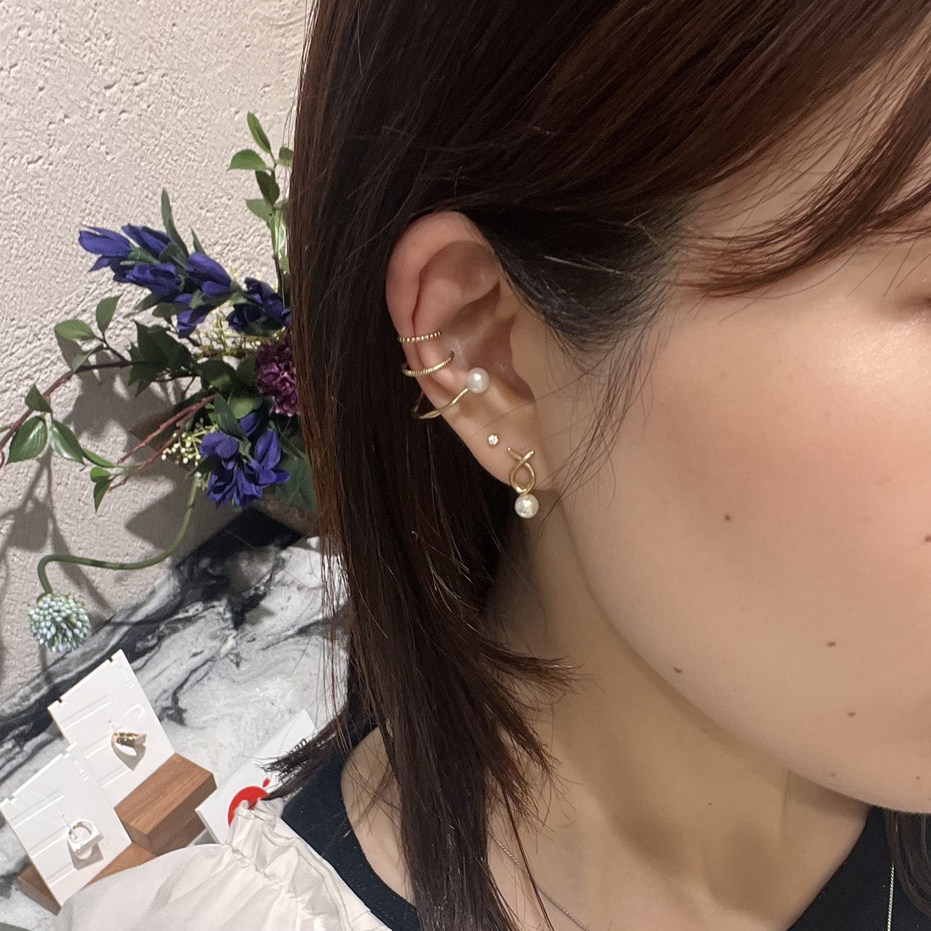 【✨可愛いパールピアスとイヤーカフコーデ👂🏻💛】
