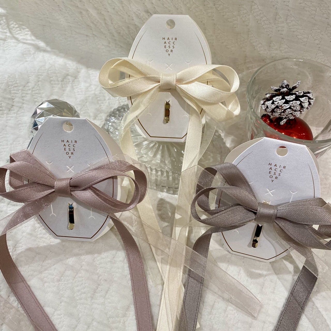 オーガンジー×サテンロングリボン🎀🤍