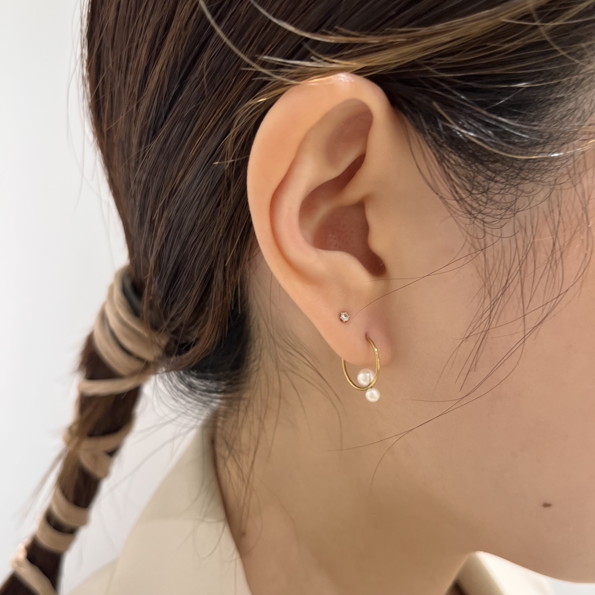 【🤍華奢なパールフープピアス🤍】