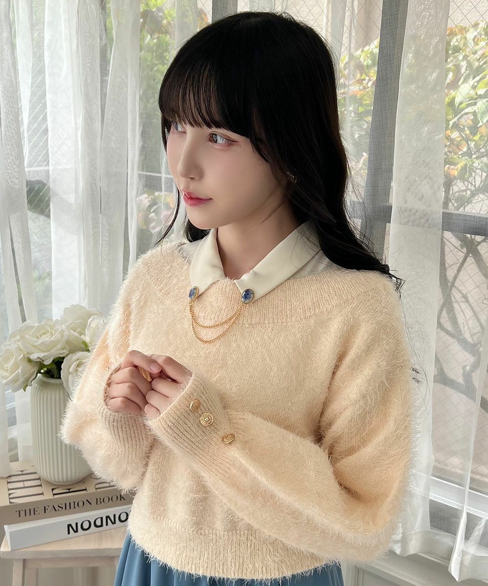 思わず触りたくなるようなふんわり柔らかなシャギー素材のニットプルオーバー🧶