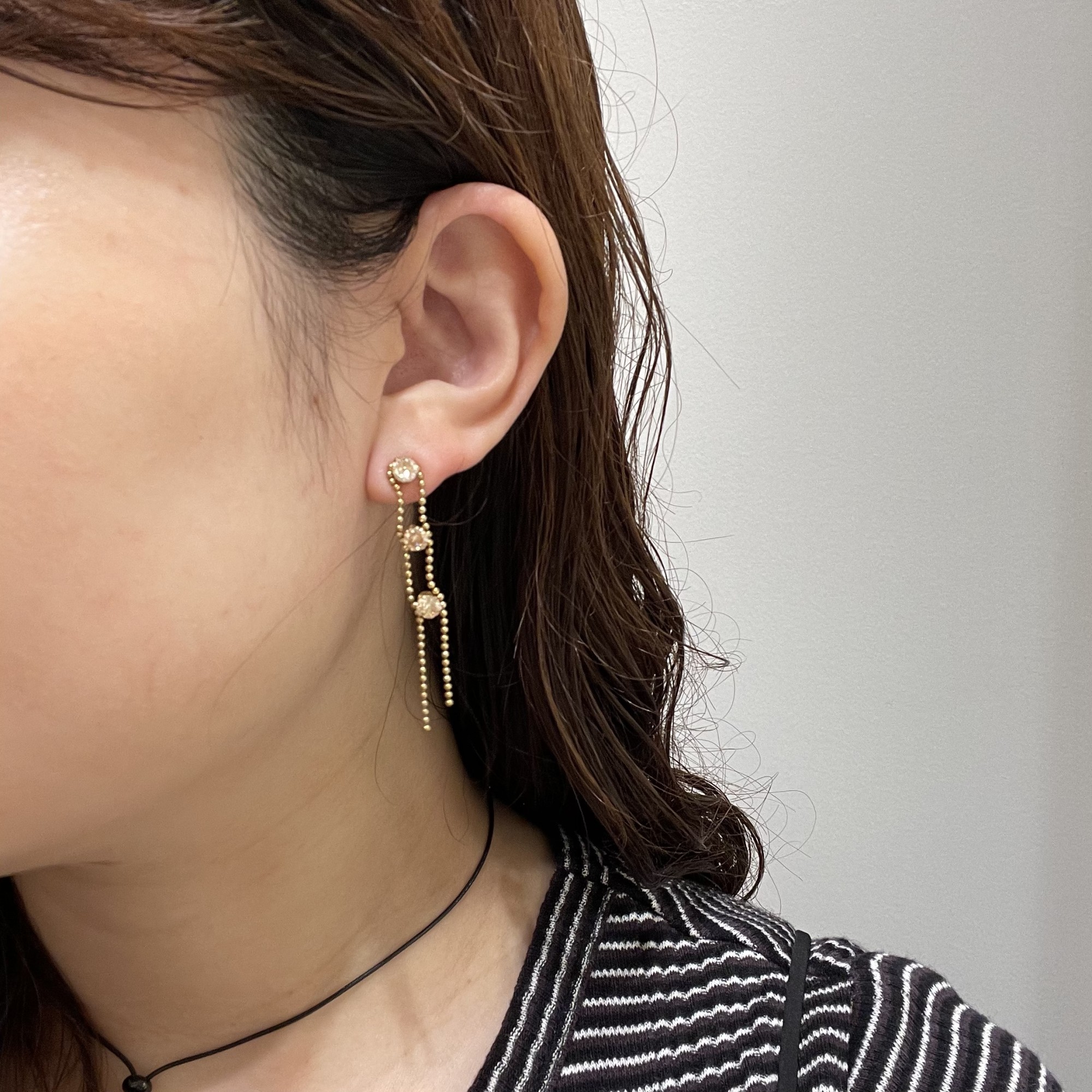 【個性派！ビジューチェーンデザインピアス⛓️💎】