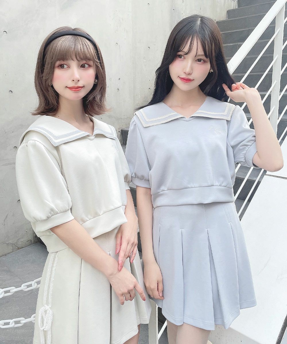セーラー襟がカワイイ夏カラートップス🌻