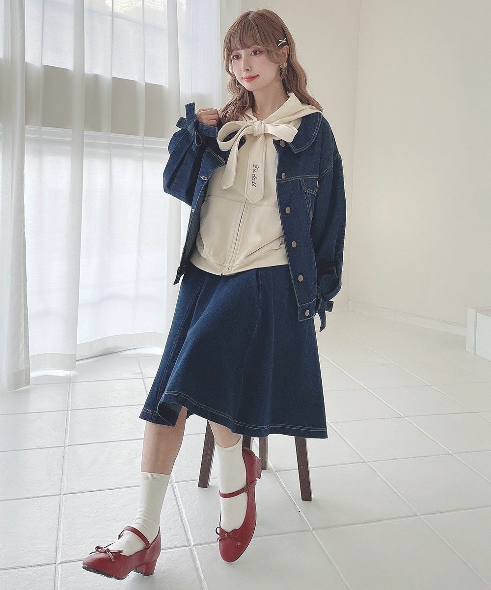 袖口リボンがとびきりキュートなデニムジャケット♡