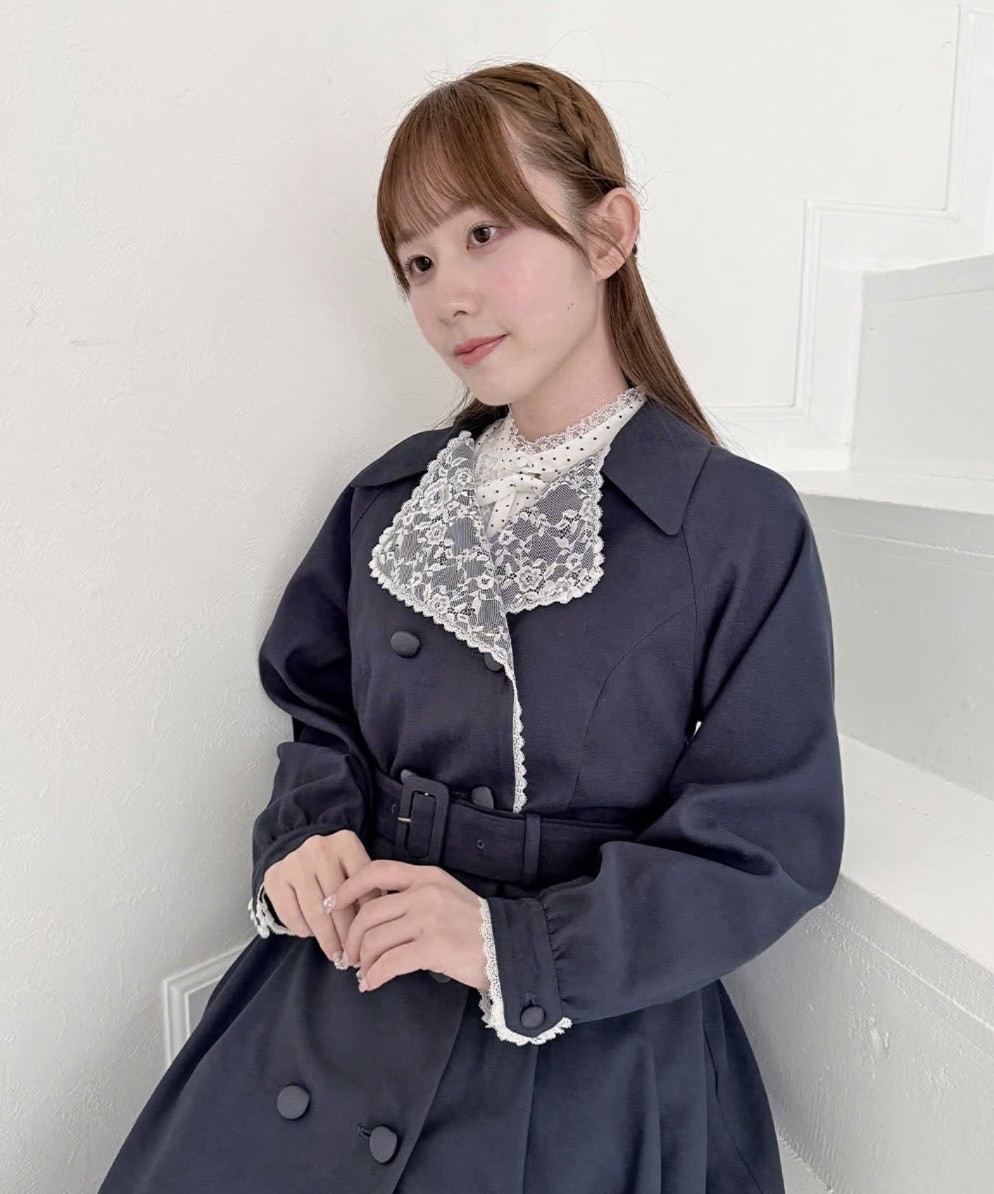 【ポイント10倍dayにオススメ♡】レース衿ピーチトレンチコート