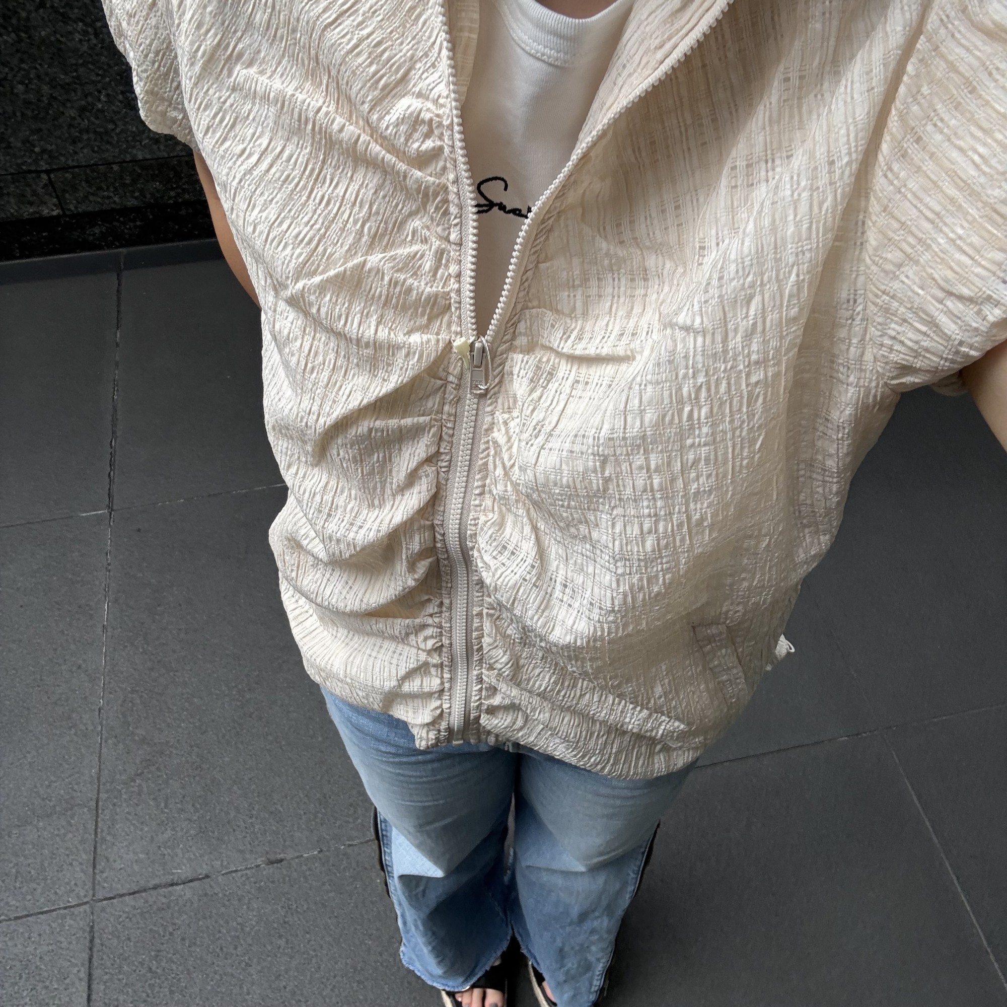 シアーチェックパフブルゾンが入荷しました♪